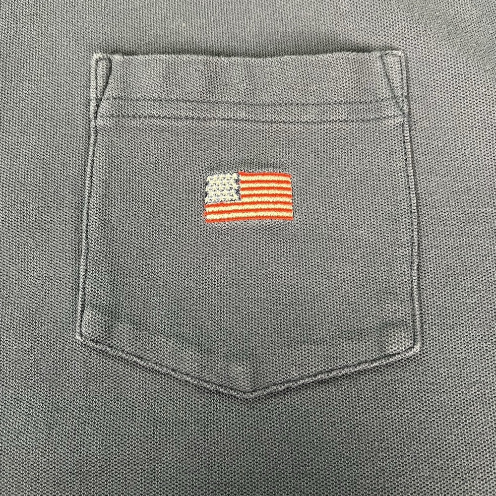 ORVIS Polo Shirt Mens XL Navy Blue Heavyweight Cotton American Flag Badge Preppy - Picture 5 of 13